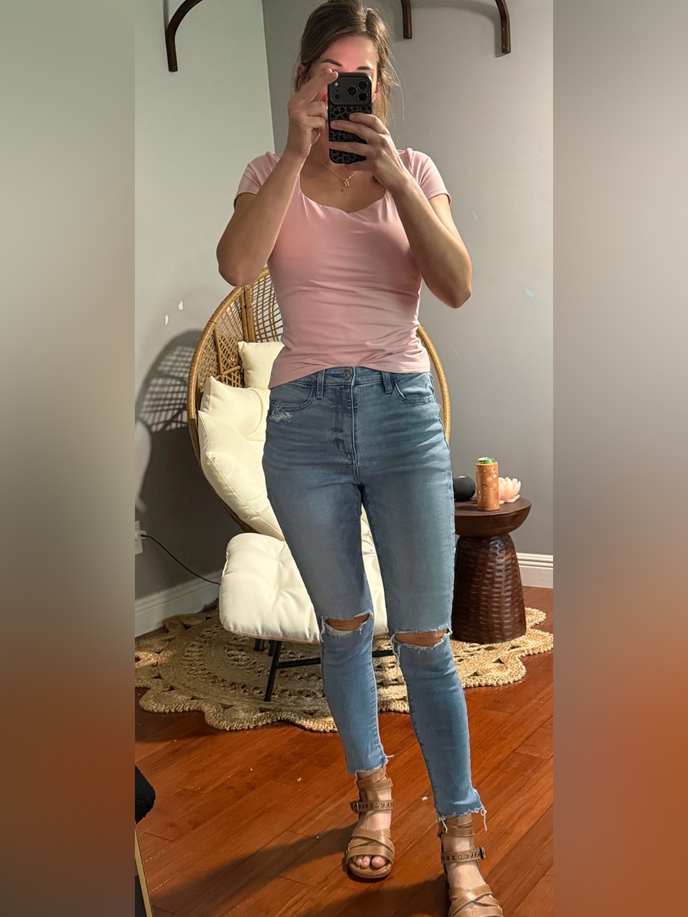American Eagle Outfitters Light Blue Ripped Skinny Jeans